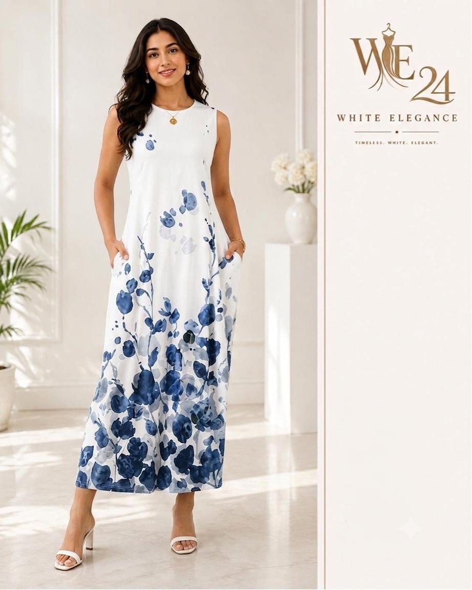 A-line tank maxi dress with pockets
