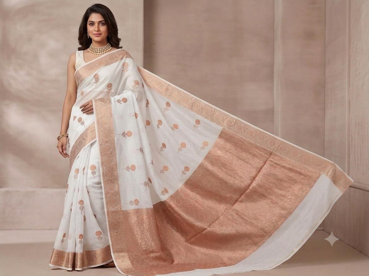 Kora Silk Antique Zari Handloom Saree