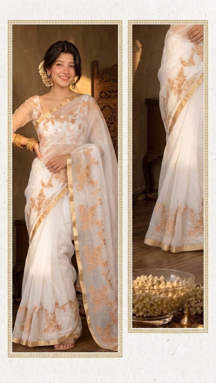 Pure Kora Organza adaa kadwal Saree