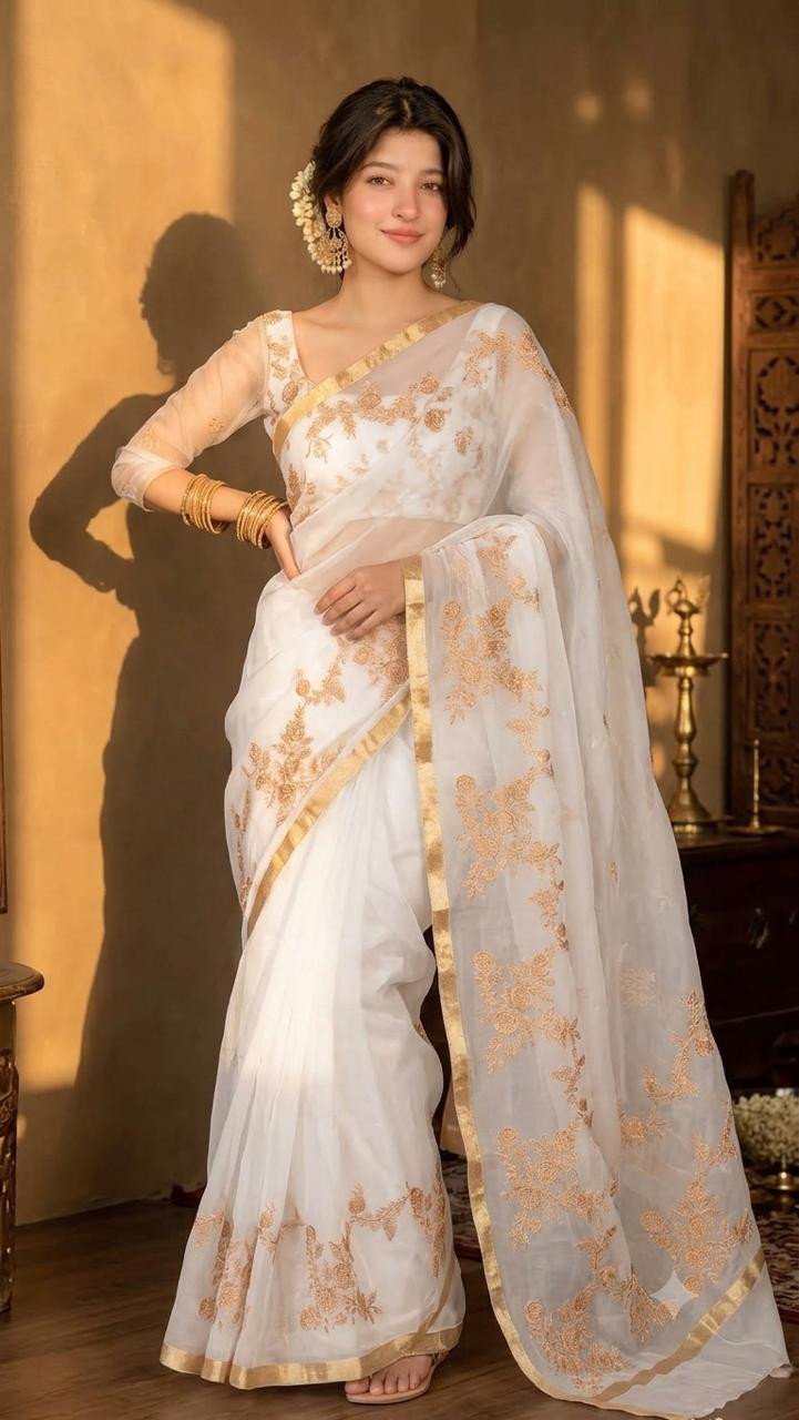 Pure Kora Organza adaa kadwal Saree